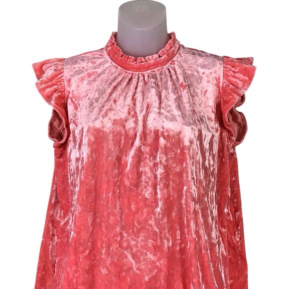 Gibsonlook Velvet Flutter Sleeve Mock Neck Top Pink Women’s XS NWOT - Picture 7 of 10